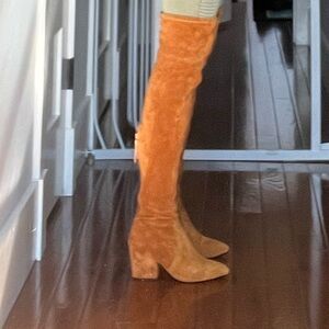 Brown Over the Knee Suede High Heeled Boots